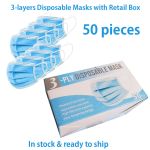 3-ply disposable face masks, complete with memory steel bar